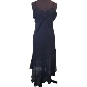 VTG California Dynasty Black Chiffon Maxi Slip Dress L